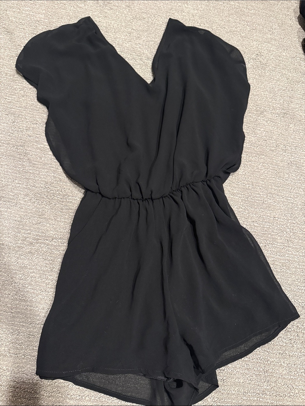 Black V-Neck Chiffon Romper small